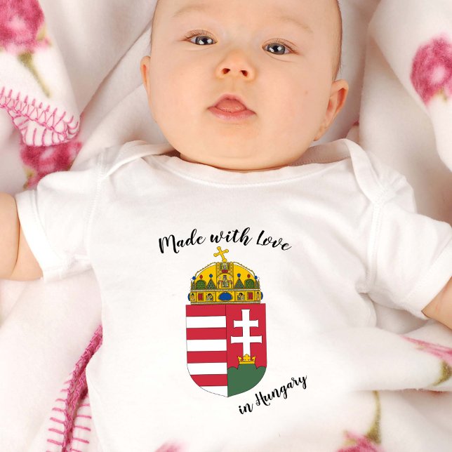 Body Para Bebê Feita com amor na Hungria/bandeira húngara (Criador carregado)