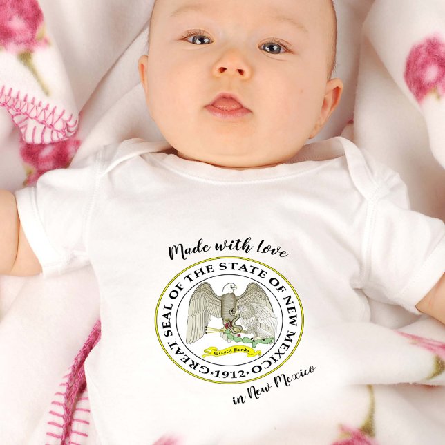 Body Para Bebê Feito com amor no Novo México / bandeira, Estado d (Criador carregado)