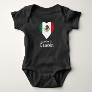 Body Para Bebê Feito na bandeira México do coração de Cancún (mar