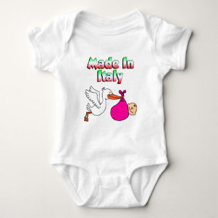 Body Para Bebê Feito Na Itália, Em Rosa Stork