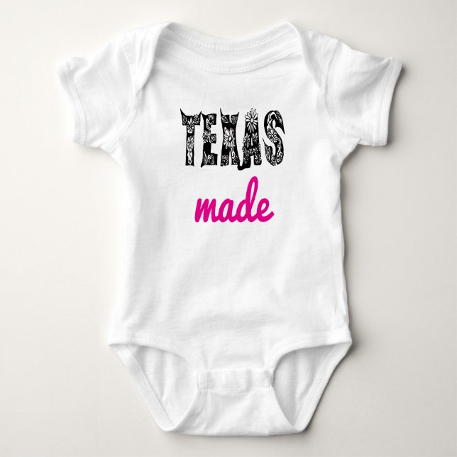 Body Para Bebê Feito no Texas (rosa) (Frente)