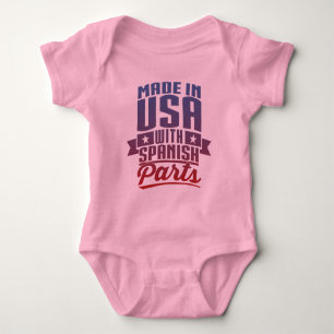 Body Para Bebê Feito nos EUA com peças espanholas