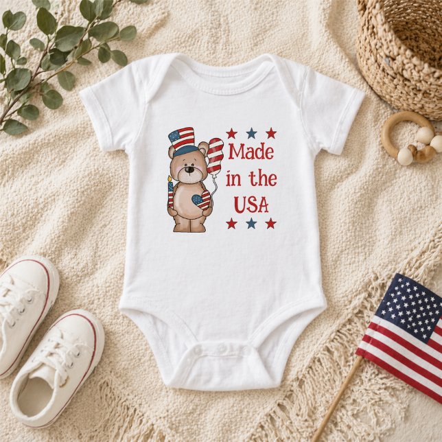 Body Para Bebê Feito nos EUA Patriótico (Criador carregado)