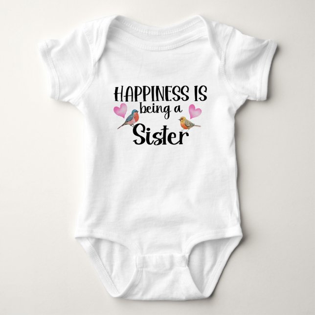 Body Para Bebê Felicidade é Ser Uma Irmã Presente para Irmãos Beb (Frente)