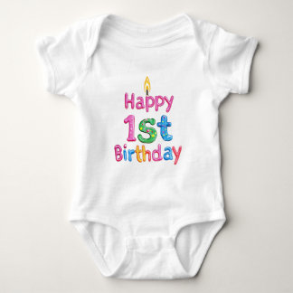 Body Para Bebê Feliz 1º Aniversário – Design de Texto de Celebraç