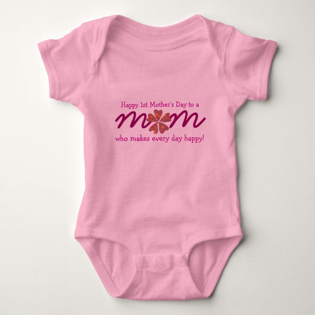 Body Para Bebê Feliz 1º Dia das Mães (Frente)