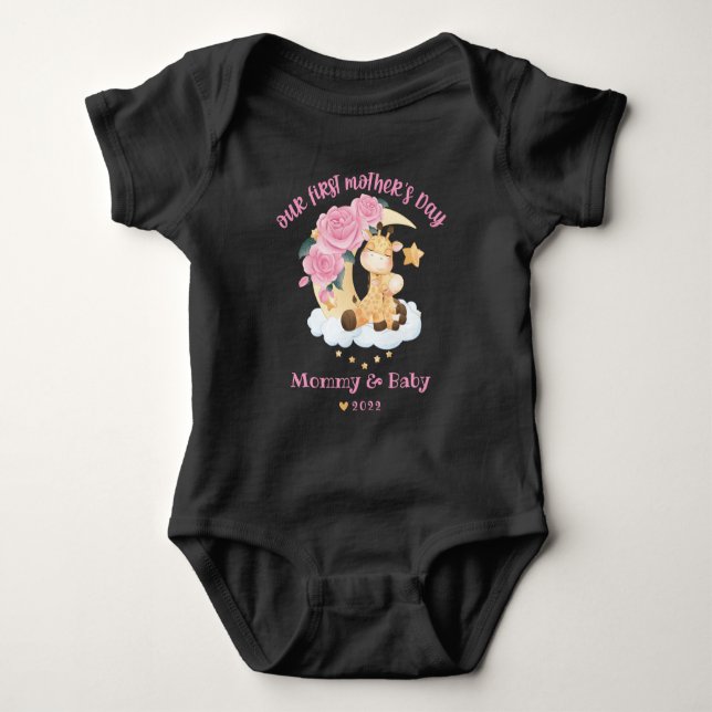 Body Para Bebê Feliz 1º Dia das Mães Bebê Bodysuit (Frente)