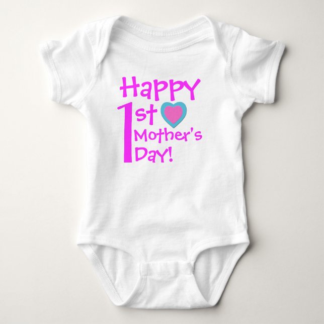 Body Para Bebê Feliz 1º Dia das Mães Bodysuit para Bebê (Frente)