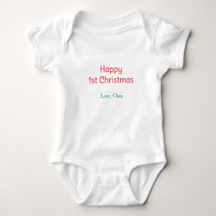 Body Para Bebê feliz 1º natal vermelho verde amor nome simples ho