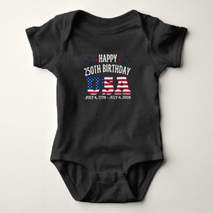Body Para Bebê Feliz 250º Aniversário EUA 4 de Julho