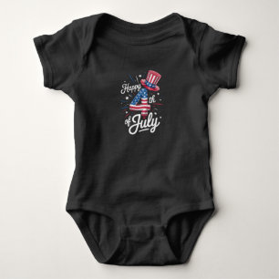 Body Para Bebê Feliz 4 de Julho Bandeira Patriótica Americana EUA