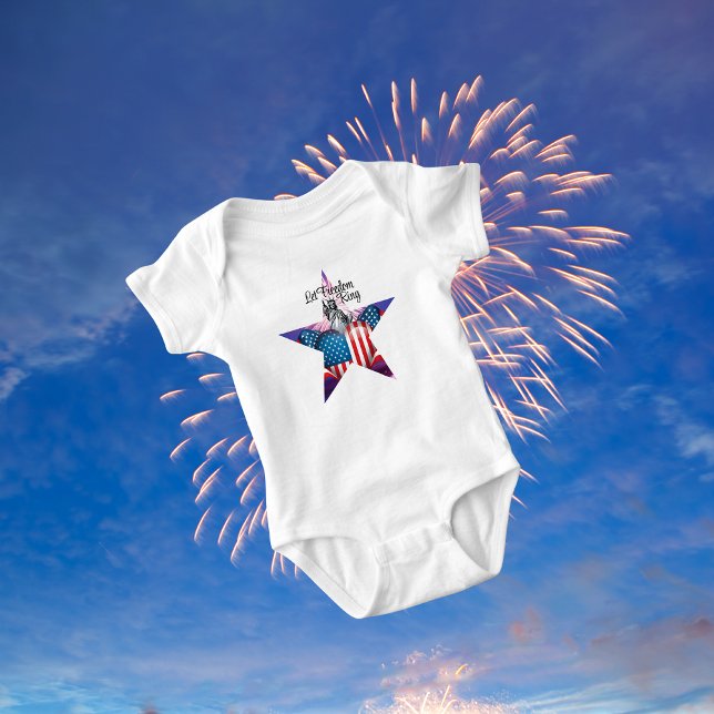 Body Para Bebê Feliz 4 de julho "Let Freedom Ring" Bebê Bodydress (Criador carregado)