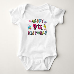 Body Para Bebê Feliz 9.º aniversário para crianças de 9 anos p