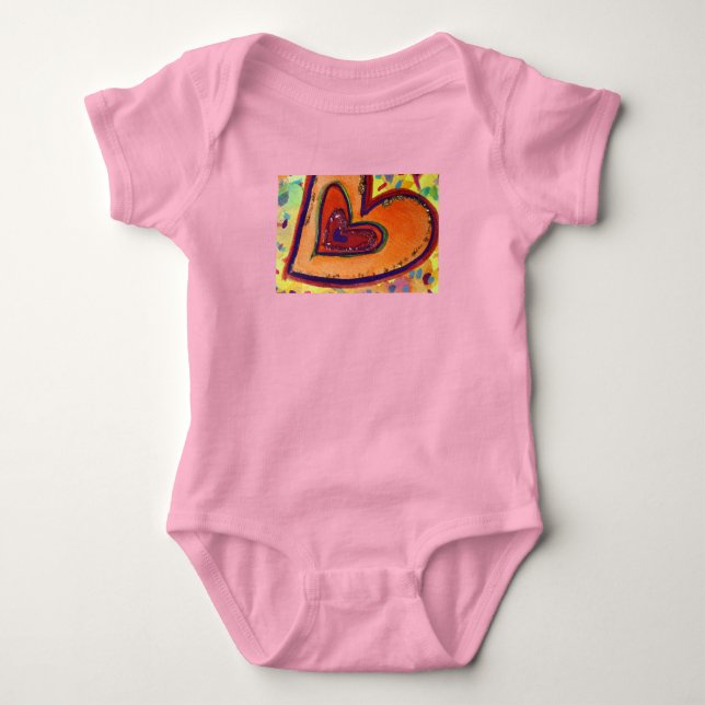 Body Para Bebê Feliz Amor Corações Arte Personalizada (Frente)