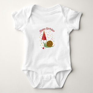 Body Para Bebê Feliz aniversário! Confetti Snail