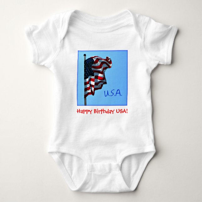 Body Para Bebê Feliz aniversário dos EUA - Camisa-Criança (Frente)