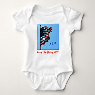 Body Para Bebê Feliz aniversário dos EUA - T-Shirt Criança