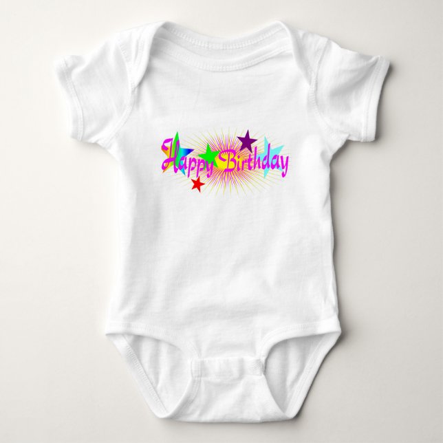 Body Para Bebê Feliz aniversário e estrelas - (Frente)
