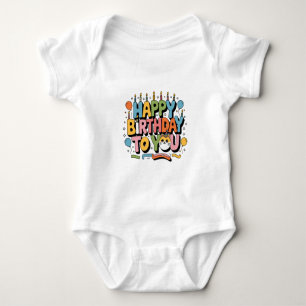 Body Para Bebê Feliz Aniversário Gatinho Fofo