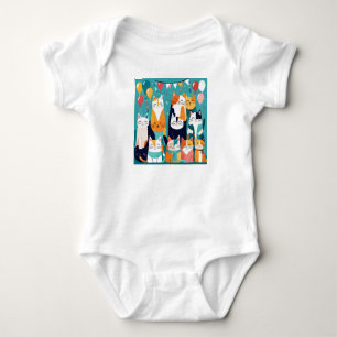 Body Para Bebê Feliz Aniversário Gato Bonito