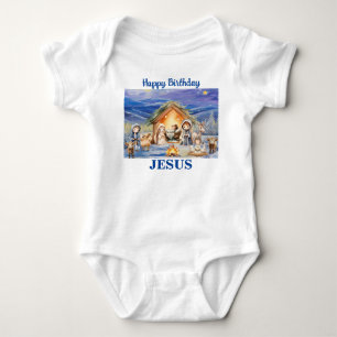 Body Para Bebê Feliz Aniversário Jesus Cristo de Natal