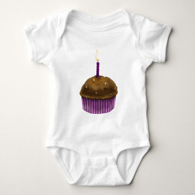 Body Para Bebê Feliz aniversário Muffin (Frente)