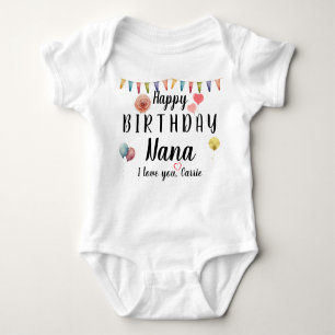 Body Para Bebê Feliz Aniversário Nana Cute Personalizado Name