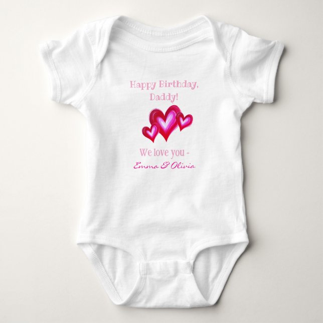 Body Para Bebê Feliz Aniversário, Pai Personalizado De Gêmeos (Frente)
