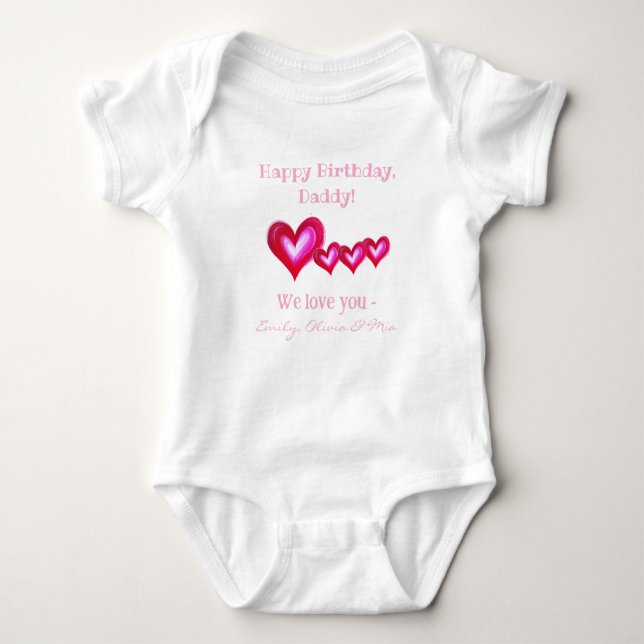 Body Para Bebê Feliz Aniversário, Pai Personalizado De Tripletes (Frente)