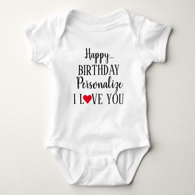 Body Para Bebê Feliz Aniversário Personalizado Eu Te Amo  (Frente)