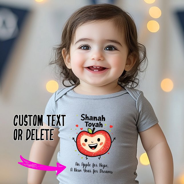 Body Para Bebê 🍎 Feliz Apple Saúde com texto personalizado (🍎Happy Apple Cheers with custom text Baby Bodysuit)