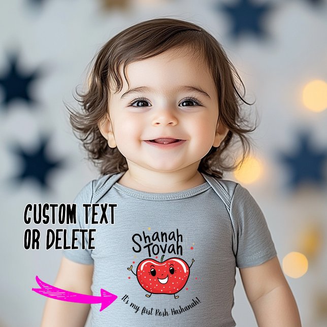 Body Para Bebê 🍎 Feliz Apple Saúde com texto personalizado (🍎Happy Apple Cheers with custom text Baby Bodysuit)