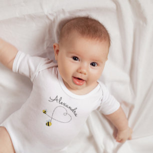 Body Para Bebê Feliz Bumble as abelhas que voam o coração