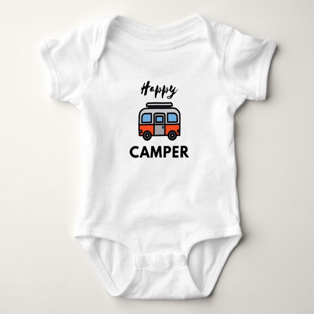 Body Para Bebê Feliz Camper para aqueles que adoram acampar (Frente)