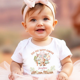 Body Para Bebê Feliz Camper Summer primeiro aniversario Girl