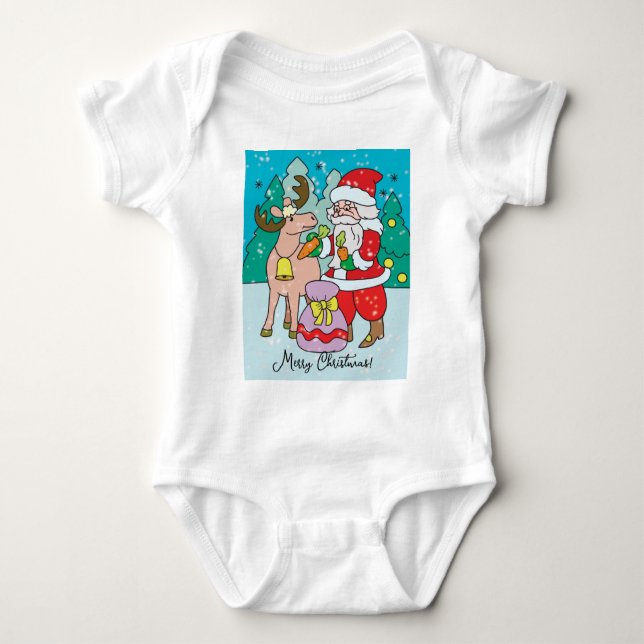 Body Para Bebê Feliz Crostmas, Papai Noel (Frente)