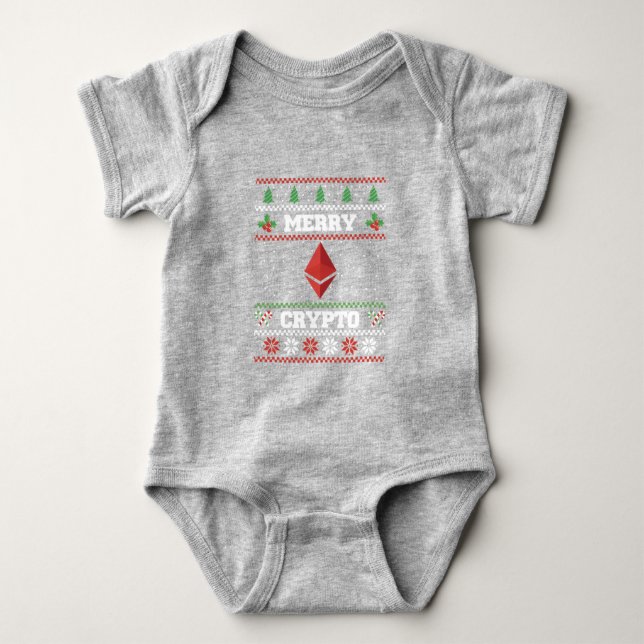 Body Para Bebê Feliz Crypto Eethum Ugly Christmas Sweater (Frente)