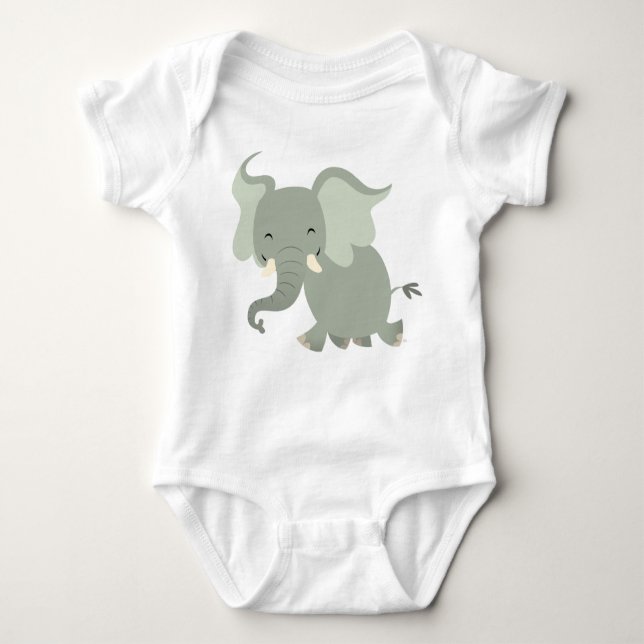 Body Para Bebê Feliz de desenho animado elefante Roupa (Frente)