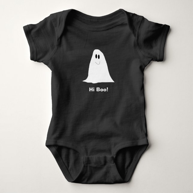 Body Para Bebê Feliz desenho animado de fantasma Hi Boo (Frente)