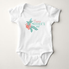 Body Para Bebê Feliz dia das mães texto flores pássaro