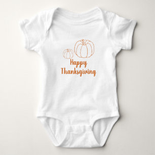 Body Para Bebê Feliz Dia de Ação de Graças, laranja, texto per