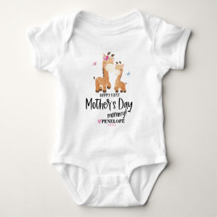 Body Para Bebê Feliz Dia de as mães Girafa Girafa Bebê Bonitinho 