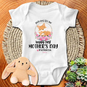Body Para Bebê Feliz Dia de as mães - Mãe e Raposa Bebê