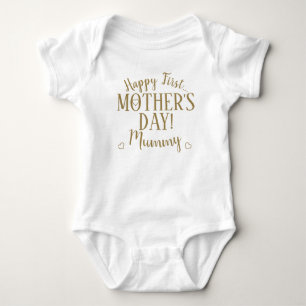 Body Para Bebê Feliz Dia de as mães Mummy Tipografia Dourada