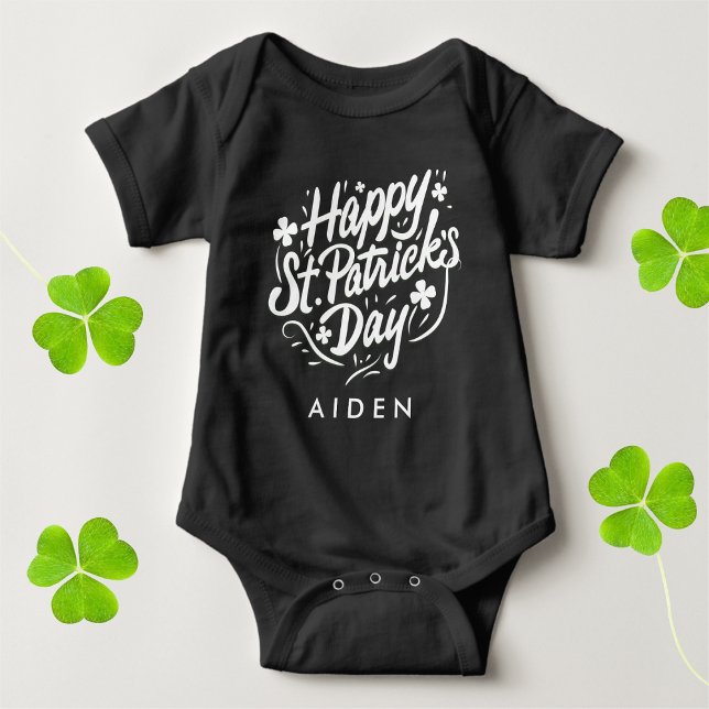 Body Para Bebê Feliz Dia de São Patrício irlandês Shamrock person (Criador carregado)