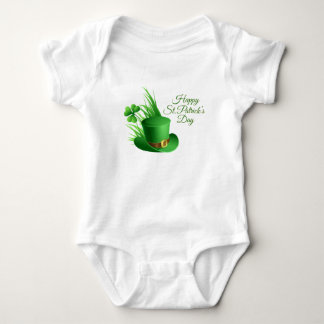 Body Para Bebê Feliz Dia de São Patrício, santo de chapéu irlandê