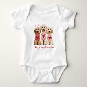 Body Para Bebê Feliz Dia dos Namorados Cachorros Dourados