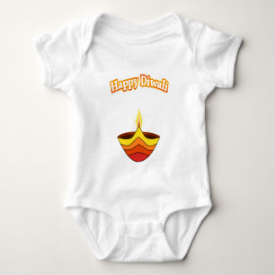 Body Para Bebê Feliz Diwali e lâmpada Diya
