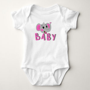 Body Para Bebê Feliz Elefante Rosa Bebê
