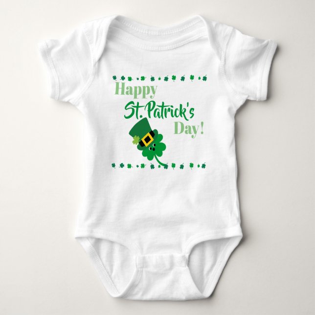 Body Para Bebê Feliz Feriado de Shamrock de Dia de São Patrício (Frente)
